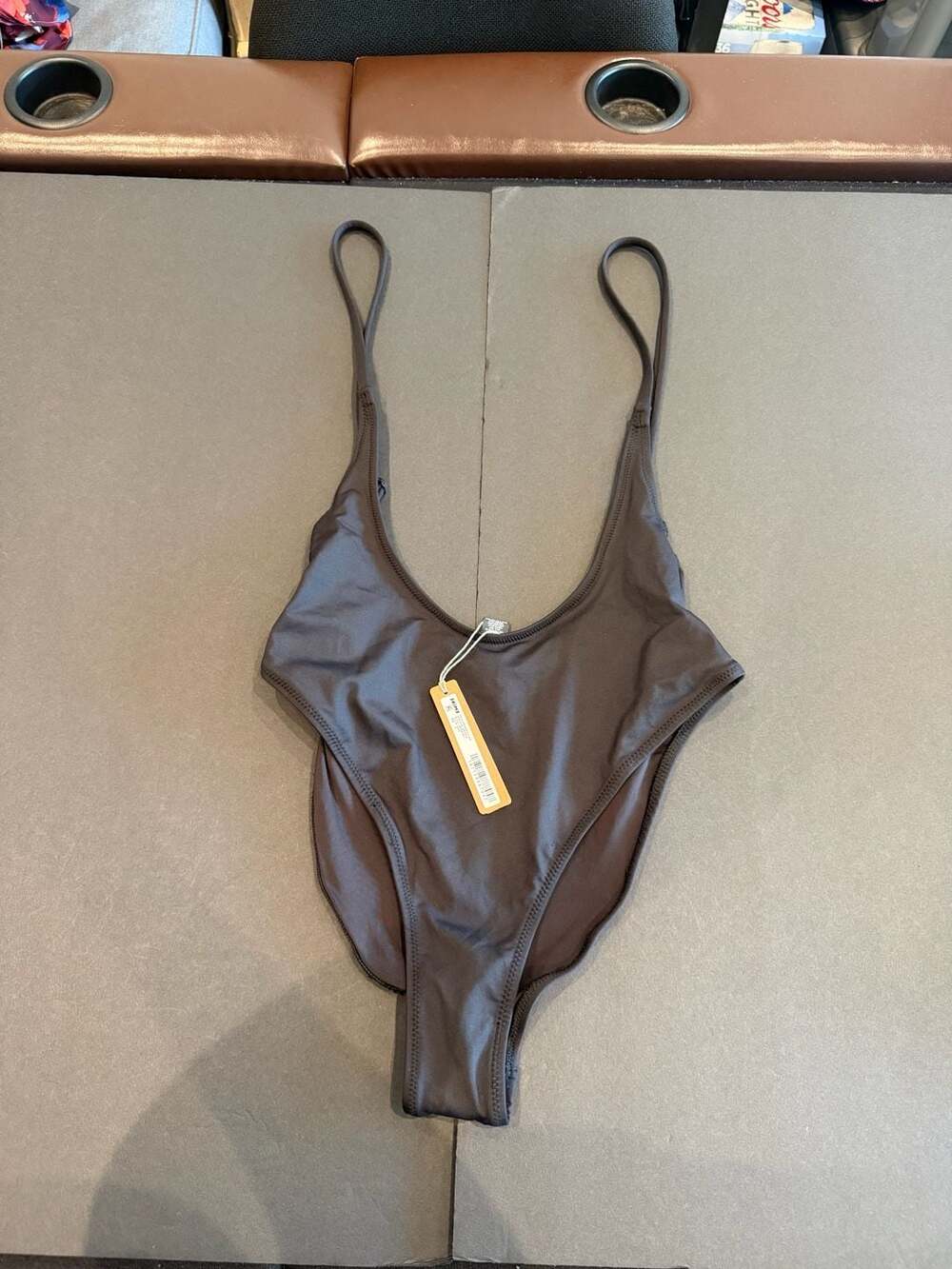 SKIMS Recycled Swim Cut Out Open Bust One Piece Swimsuit Onyx Size S